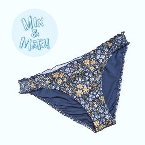 Highrise Hipster Shirred Side Floral Bikini Bottom Size Small NWOT